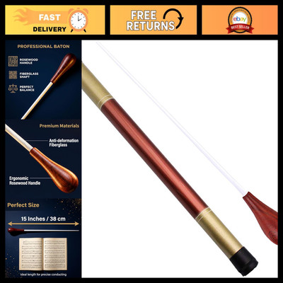 Professional Conductor Baton - Red Sandalwood Handle, Fiberglass Stick for Orche