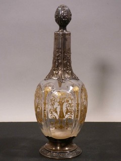 kt7/1 Likörkaraffe Glas 950er Silber Henri Gabert Paris vor 1900