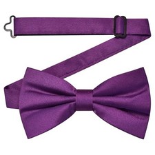 Branduce Solid Color Pre-tied Bow Tie Quality Adjustable Bowtie for Men Purple