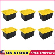 Heavy Duty Industrial Storage Totes 27 Gallon Snap Fit Lid 6 Pack Stackable Bin