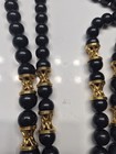 MONET Signed Double Strand Black Bead Necklace Gold Filigree Spacer Clasp 80's . — photo 5