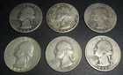 Six Washington Quarters.  90% Silver.