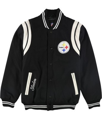 NFL Mens Pittsburgh Steelers Varsity Jacket, Black, Large (Regular)