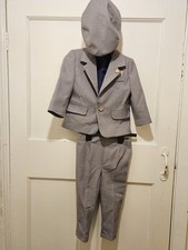 Kids Boys Grey Suit Ceremony Wedding Suit Party Prom 4 Piece Suit