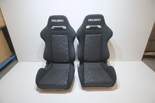 Recaro Style Suede Seats Reclinable Black Confetti Fabric Single Adjuster 2pc Recaro Style Suede Seats Reclinable Black Confetti Fabric Single Adjuster 2pc