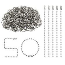 50 Pcs Bead Chain, 4.72 Inch Dog Tag Chain, Stainless Steel Chain Keychain an...