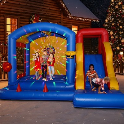 15FT Commercial PVC Inflatable Bounce House Slide Playhouse Kids LED Party Night