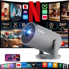 Tragbar Mini Beamer Projektor 4K UHD WiFi Bluetooth Android TV Heimkino HDMI