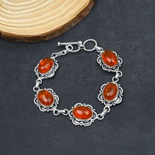 Baltischer Bernstein Edelstein Handarbeit 925 Sterlingsilber Schmuck Armband 6-8 Zoll