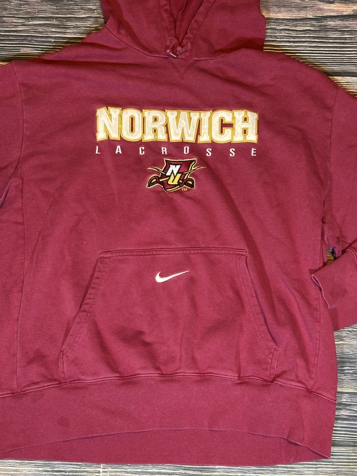 Norwich University Cadets Lacrosse Hoodie Mens XL Maroon Sport Sweatshirt Pullov - Image 2 of 4
