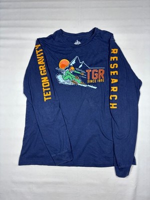 Teton Gravity Research TGR Ski Graphic Long Sleeve T-Shirt Navy Blue Mens XL