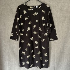 Old Navy Womens Dark Floral Sheath Dress Minimalist Black White Capsule Career L