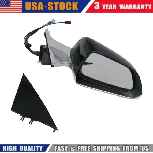 Fits Tesla Model 3 2017-2023 Black Chrome Heated Memory Right Side Mirror US