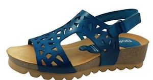 Dorking Sandalias Para Mujer Con Cuña Piel Azul D8156 | eBay