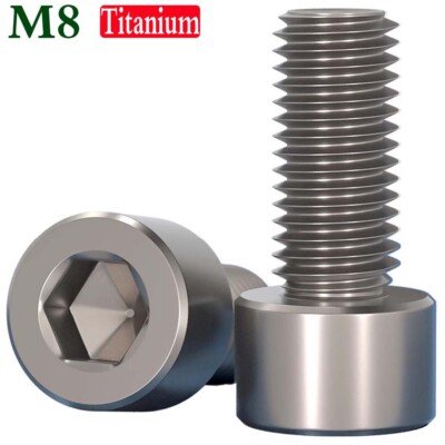 M8 x 1.25 10mm-60mm GR2 Titanium Hex Socket Head Cap Screws Allen Hex Bolts
