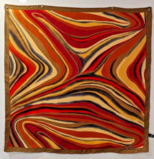 Vibrant CHRISTIAN FISCHBACHER Abstract FLORAL/ autumn colors 100 Silk 30" Scarf