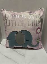 Girls Elephant Throw Pillow Stripped Back Elephant Sewen On Front. Dream Big
