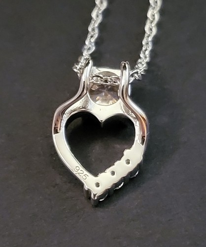 Zoey: Heart Charm with Pink Sapphire and Diamond Accent Necklace (lab-created) - Picture 6 of 8