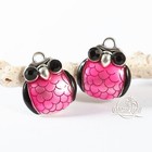 2 Anhänger Eule Strass Emaille Pink Schmuck Antik Silber 23mm GlitzerInsel 00630