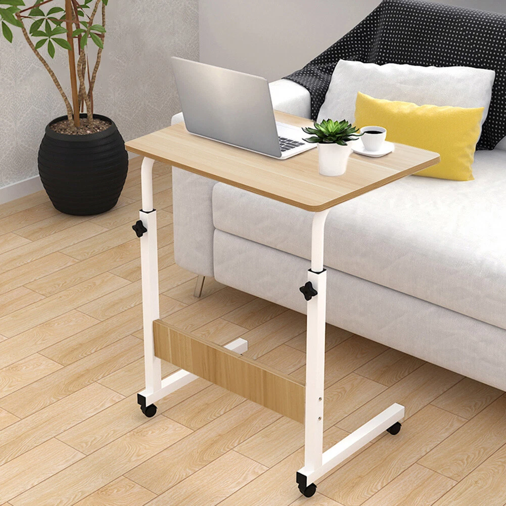 Rolling Side Table Adjustable Height Laptop Table Stand PC Tray Overbed Desk