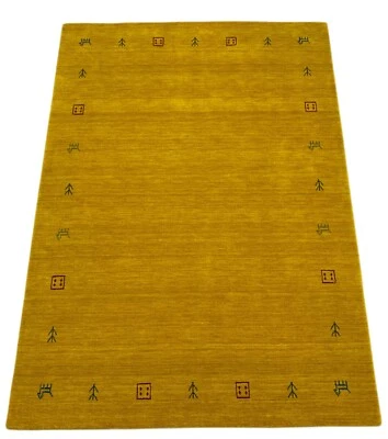 Gabbeh Teppich Gold 100% Wolle Orientteppich Handgewebt  Loom Brücke G-630 - Bild 1 von 4