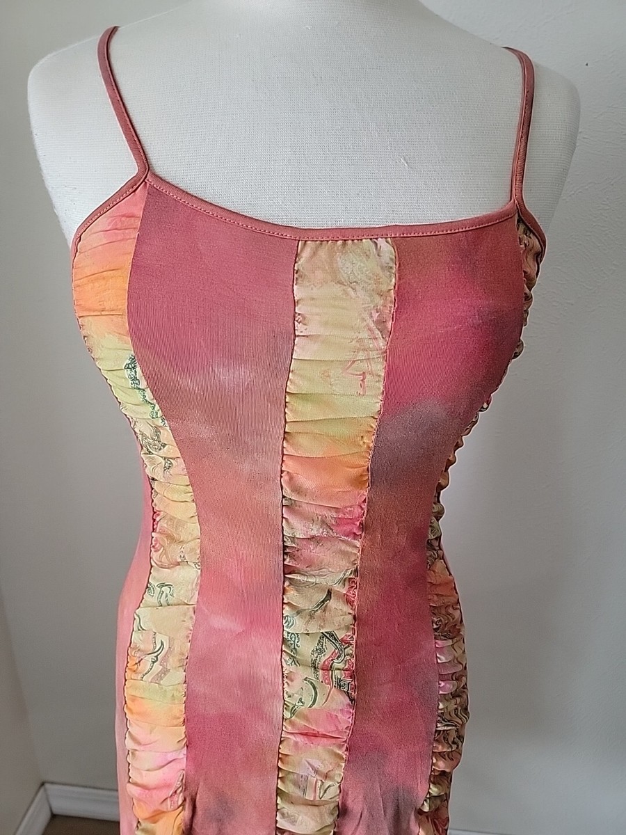 Ikito France Mini Dress Pink Tie Dye Body Con Spaghetti Strap $225 | eBay Ikito France Mini Dress Pink Tie Dye Body Con Spaghetti Strap $225 | eBay
