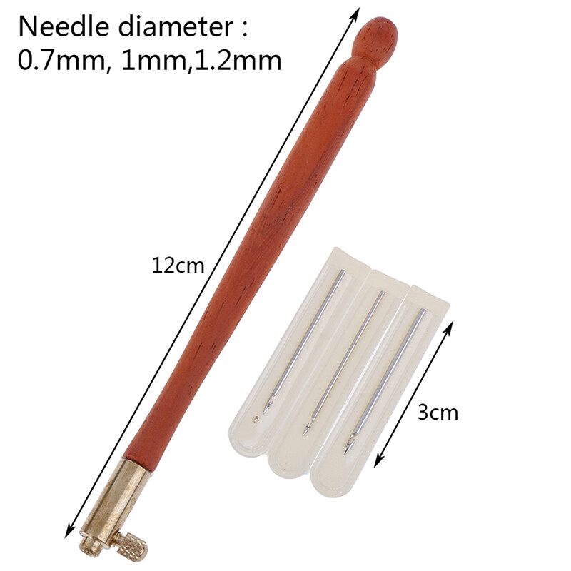 French Embroidery Needles Hook with 3 Needles Bead Glitter Bead