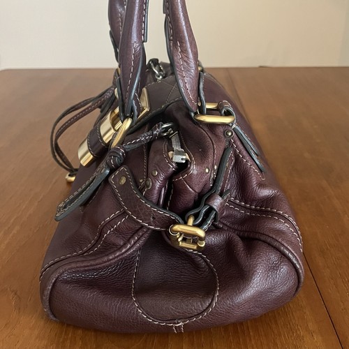 Chloe Paddington Leather Hand Bag Bordeaux Burgundy Medium Padlock Key Vintage - 第 3/19 張圖片