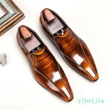 Mens Dress Formal Leather Slip on Loafer Pointy Toe Party Wedding Business Shoes