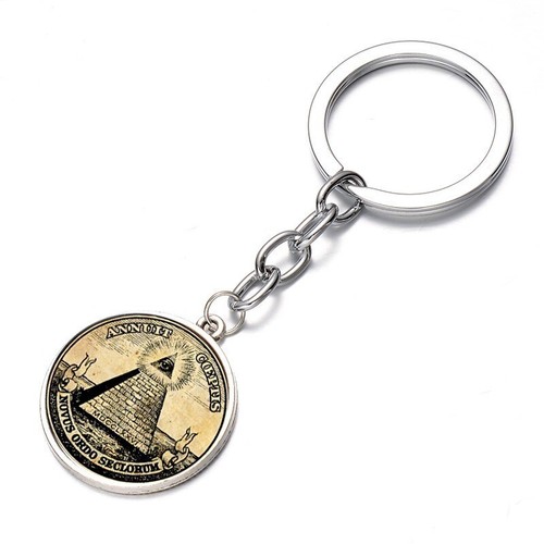 1pc Metal Masonic Pattern Fashion Keychain Car Keyring Key Pendant Universal - Picture 6 of 6