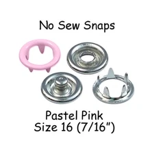 10 Pastel Pink - Open Ring No Sew Snap Fasteners - Size 16 (7/16") - Nickel Free