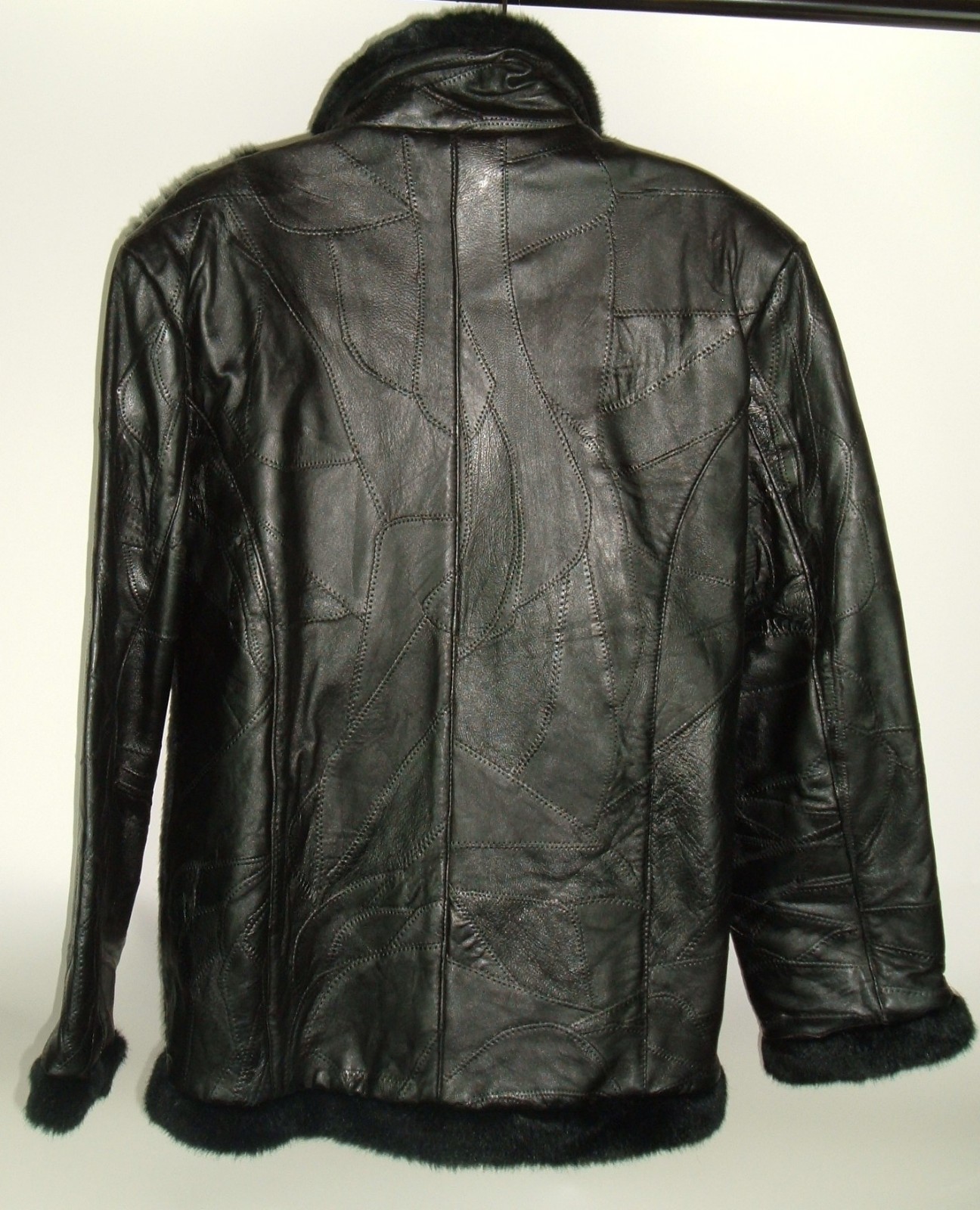 Genuine Leather Jacket Patchwork Black Navarre It… - image 3