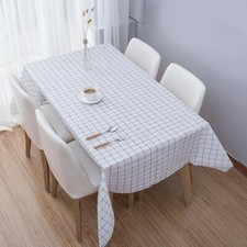 2 X Waterproof Tablecloth Gingham Checkered Desk Cover Reusable Protector