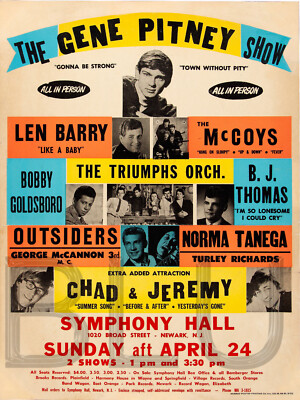 1966 Gene Pitney Tour Caravan Poster with Many Hit-Makers 14 x 11''  Photo Print
