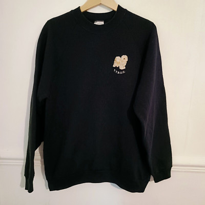 Screen Stars Womens Unisex Black Size L Large UK 12 14 Embroidered Vintage Sweat