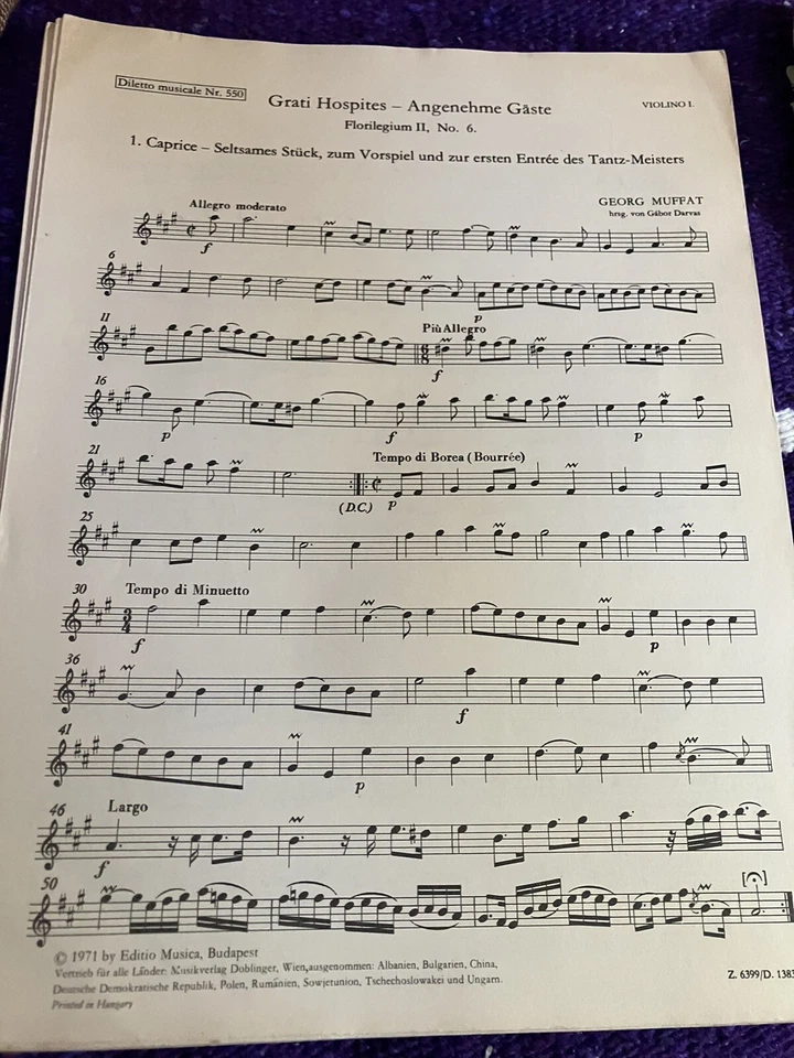 Georg Muffat strings Florilegium II, #6 & 7 sheet music parts (ed. Gabor Darvas) - Image 2 of 3