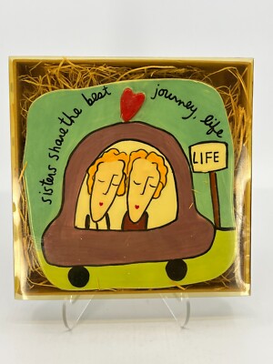 NEW Sandra Magsamen Silvestri ''SISTERS SHARE BEST JOURNEY'' Ceramic Wall Plaque