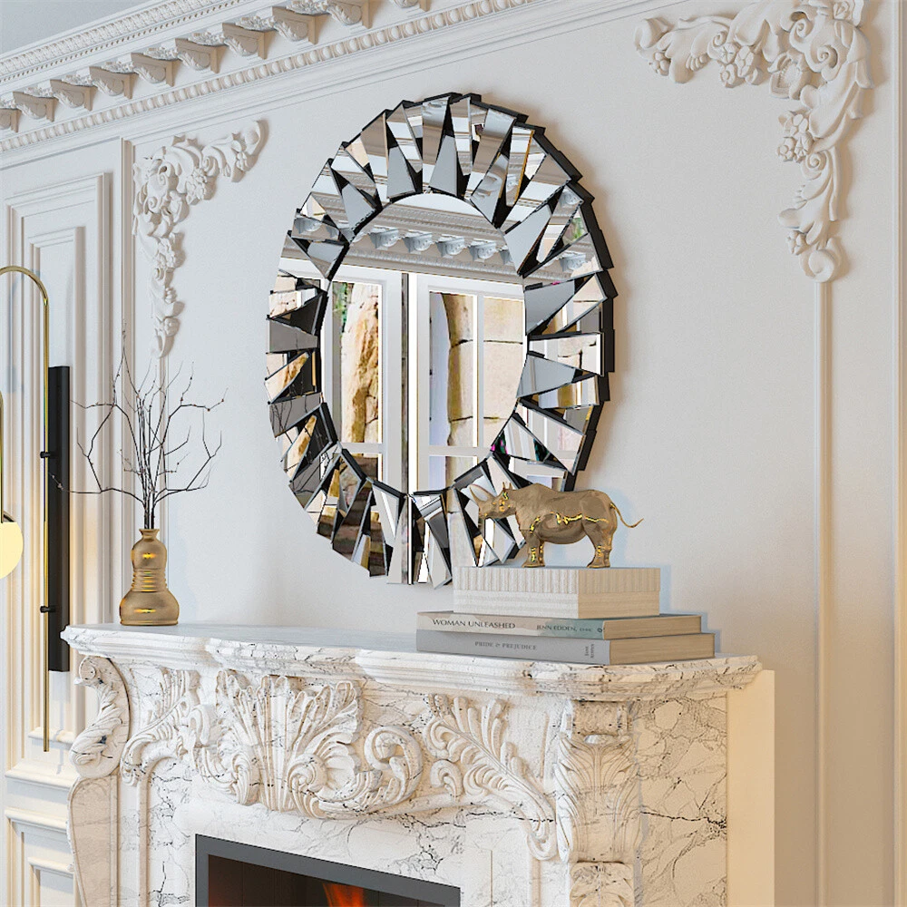 Modern Circular Sunburst Wall Mirror