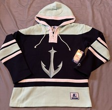 Mens Starter Seattle Kraken NHL Lace Up Hoodie Deep Sea Blue NWT Size Large