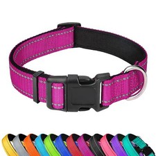 Reflective Dog Collar Adjustable Soft Neoprene Padded Nylon Pet Collars with ...