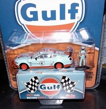 Greenlight Mijo Exclusives 2021 Ford Mustang Mach GULF w/ Driver Figure 1:64