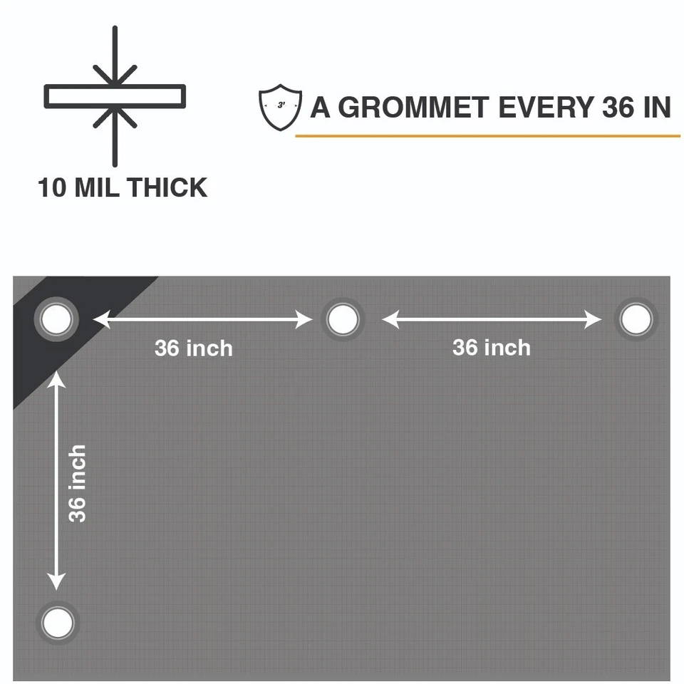 Heavy Silver/Black Tarp - 10 MIL Multipurpose UV Resistant, Waterproof Tarp - Image 4 of 4