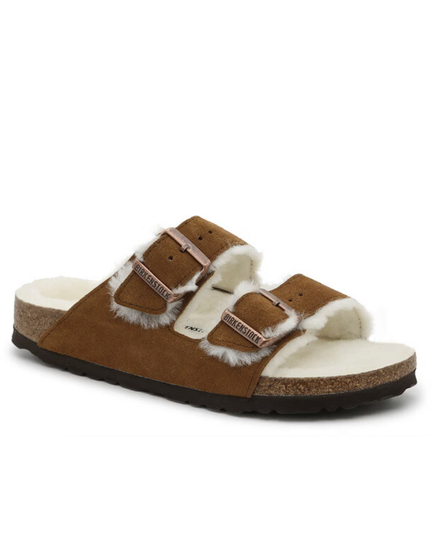 Birkenstock Arizona Shearling Size 45 Dark Brown Slide Shop Brown Mens BIRKENSTOCK Arizona Shearling Suede Leather  main image 2