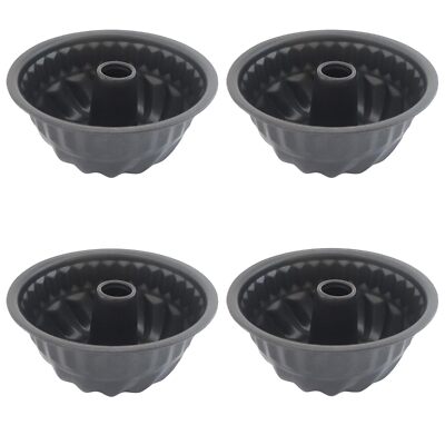 4Pcs Mini Bundt Cake Pan Set Fluted Tube Baking Pan Inch