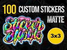 100 3x3 inch Custom Stickers Full Color Matte Die Cut Vinyl