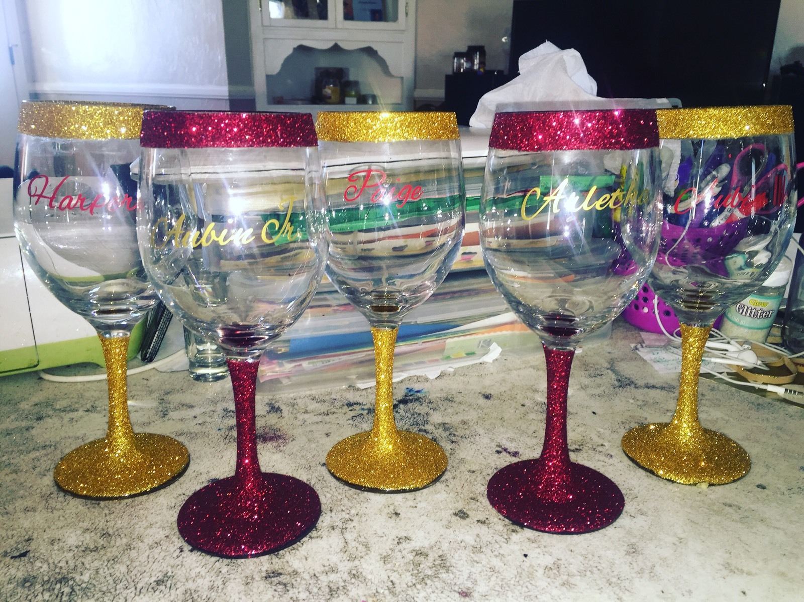 Glitter Dipped Wine Glass