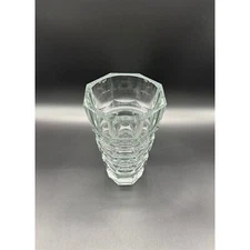 Josef Hoffman Moser Vase UV Glow Faceted Crystal Glass Art Deco 1930s 8 In READ