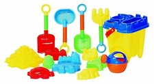 Kids Beach Toys Set with Mesh Bag, Sand Castle Bucket Shovel, JustForKids