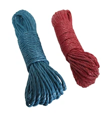 75 Ft Twisted Poly Rope 3/16" Lightweight Floating Multi-Use Clothesline 2 pk