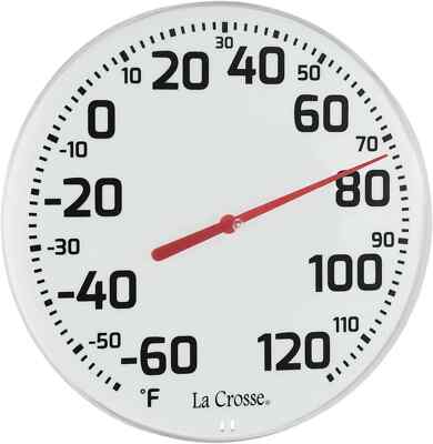 Large Outdoor Indoor Thermometer Easy Read Analog Display Weather Resistant